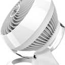 Vornado 460 Small Desk Fan with 3 Speed Settings, Adjustable Tilt Chrome Glide Bar, for Bedroom, Office, Home, Air Circulation up to 70 Feet, Quiet Table Fan, White