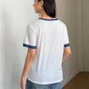 RoseSeek Women's Graphic Cherry Bow Tees Casual Letter Print Round Neck T Shirt Summer Short Sleeve Trendy Tops (White, S)