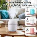 Hortsun 6 Pcs Portable Small Humidifier USB Personal Desktop 220 ml Mini Humidifier for Bedroom Plants Car Office Room Home Travel (White,Pink,Green)