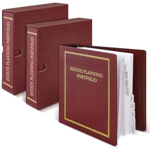 2 Pcs Red Estate Planning Portfolio Binders with Gold Title in Case I Die Organizer with Index Tabs and Cardboard Slipcase 3 Ring Binders 11.5 x 11 x 2.5 Inches