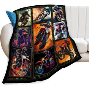 Motorcycle Blanket, Motorcycle Throw Blanket, Racer Sports Gifts Blankets Stuff Fleece Flannel Plush for Men Boys Women Girls Lovers Adults Soft Bedding Gift for Sofa Bed Office Home Decor 50"x40"