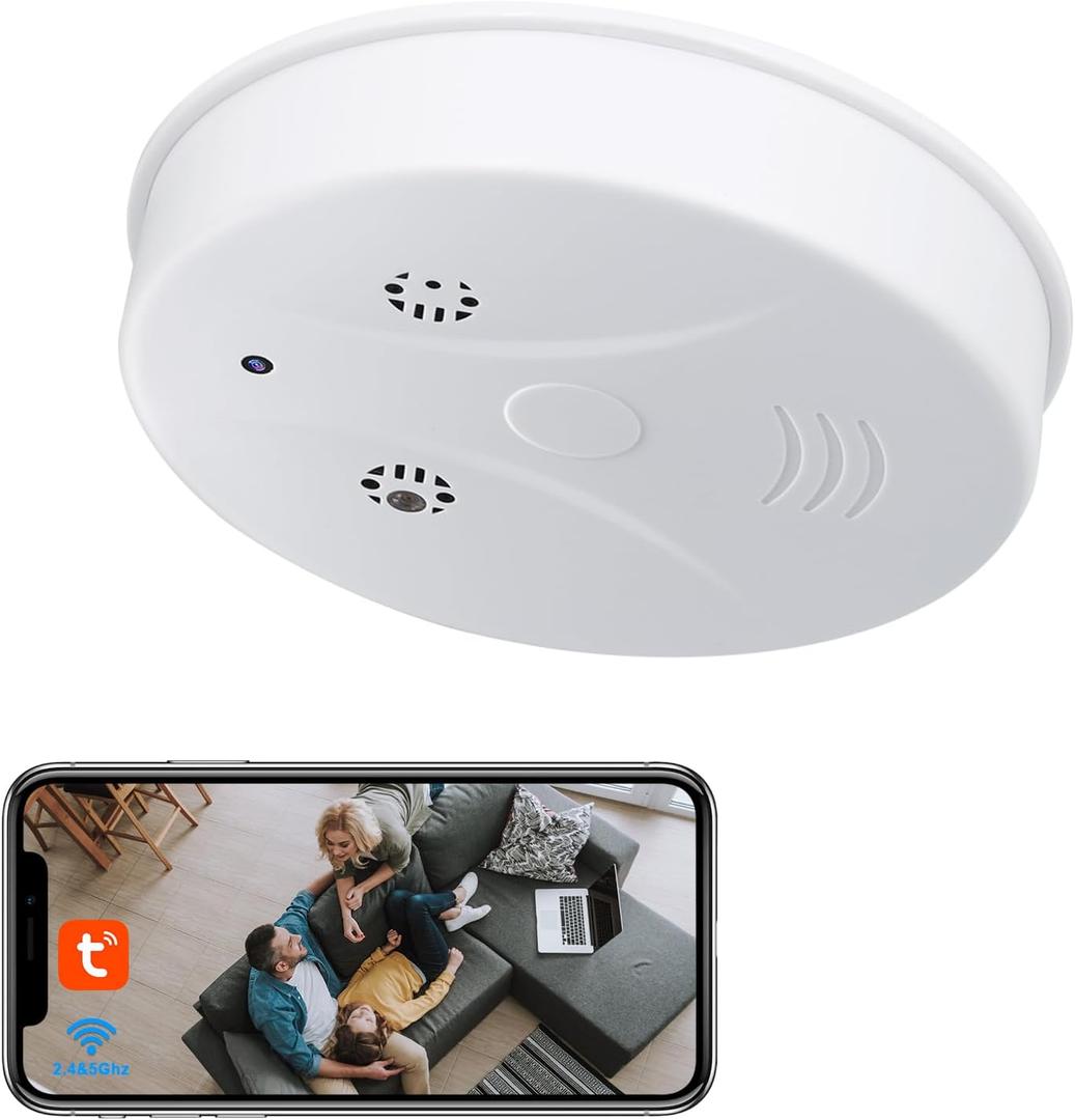 Hidden Camera WiFi Smoke Detector 1080P HD Wireless Mini Cameras Small Nanny Cam with Motion Detection, Night Vision, Indoor Security Camera for Home
