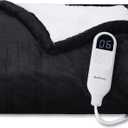 Bedsure Heated Blanket Throw Blanket - Fast Heating Electric Blanket, Soft Flannel Heated Throw with 4 Time Settings, 6 Heating Settings, Warm Gifts for Grandma Grandpa (50x60 inches, Black)