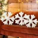 Shappy 3 Pcs Winter Snowflake Throw Pillows Soft White Plush Cute Winter Pillows for Bed Couch Sofa Indoor Home Christmas Decorations