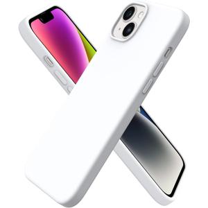 ORNARTO Compatible with iPhone 14 Case 6.1, Slim Liquid Silicone 3 Layers Full Phone Covered Soft Gel Rubber Case Protective Phone Cover 6.1 Inch-White