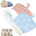 2PC Cat Sleeping Bag for Indoor Cats,Cat Sleeping Bag,Cozy Pet Nest for Cats, Winter Washable Wrap Pet Snuggle Sack for Kitten Puppy(Blue+Pink)