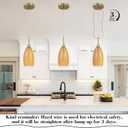 Viinew Mini Glass Pendant Light 4.72" Walnut Wood Grain Pendant Lights 1-Pack Handblown Art Oval Glass Hanging Pendant Light for Kitchen Island Dining Room Living Foyer Hallway Entry Brushed Gold