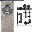 SMARTSTANDARD 5FT Sliding Barn Door Hardware Whole Kit (Include 5ft Track Kit & Pull Handle Set & Floor Guide), Smoothly and Quietly, Easy to Install, Fit 30" Wide Door Panel (J Shape)