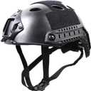 PJ Tactical Paintball Airsoft Helmet Fast Military Helmet with NVG Bracket and Side Guide Rail (Black)