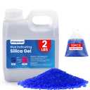 2 LBS Blue Indicating Silica Gel Desiccant Beads, Premium 3-5mm Reusable Desiccant, for Daily Electronics Camera Jewelry Home Artworks (10 PCS Organza Bag)
