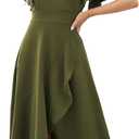 Long Black Formal Dresses for Women Gowns Evening Party Cocktail Dress,Split Elegant V Neck Wrap Ruffle Wedding Guest Dresses (Small)