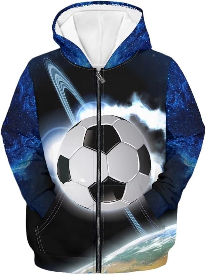 Kids Zip Up Hoodie Casual Outerwear Crewneck Long Sleeve Hooded with Pockets Teens Soft Fall Winter Coats XL