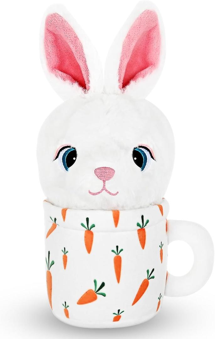 Easter Dog Toys with Squeaker for Large Breed Interactive Dog Chew Toys for Puppies Small and Large Dogs Easter Rabbit Squeaky Dog Easter Gifts Training and Reduce Boredom (Cup Rabbit