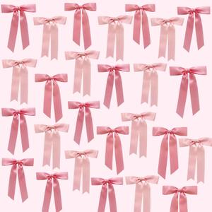 36 Pcs Pink Bow Backdrop for Birthday Satin Ribbon Bow Wall Dcor for Pink Bow Party Favors Bow Baby Shower Decorations Girls First Birthday Supplies