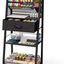 3 Tier Rolling Cart - Metal Utility Cart with Storage Drawer and Wheels, Versatile Art & Craft Organizer for Home, Office, or Studio - Ideal for Storing Brushes, Paints, and SuppliesBlack