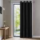 Deconovo Blackout Curtain Panel – Solid Grommet Top, Thermal Insulated & Energy‑Saving, Machine‑Washable Room Darkening Window Treatment for Bedroom & Living Room, 2 Panel, Black, 42W x 63L