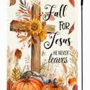 Pack Of 2 ARGOOFG Fall Garden Flag 12x18 Inch Double Sided Outside, Cross Pumpkins Flowers Autumn Harvest Thanksgiving Seasonal Holiday Yard Outdoor Christian Decoration