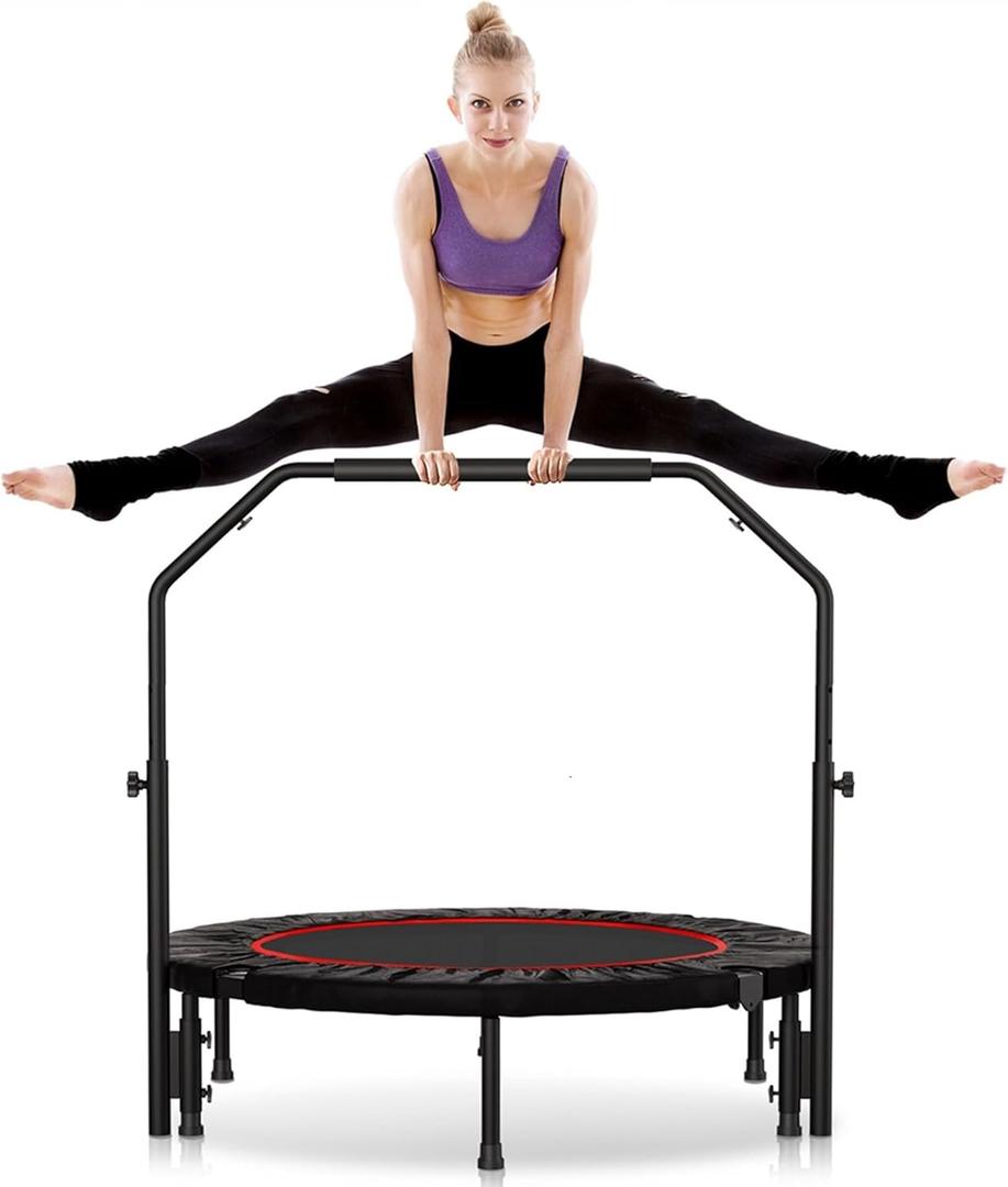 Rebounder Trampoline for Adult,460 LBS Mini Trampoline for Adults with Bar,Exercise Trampoline Indoor/Outdoor Use,40 inch Fitness Rebounder (grey)