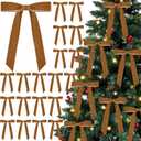 Curvier 25 Pcs Velvet Christmas Bows for Xmas Tree, Door, Gift, Staircase Decor, Vintage Wreath Bow Christmas Tree Ornaments(5x7 Inch,1" Wide) Camel