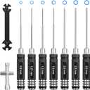 RC Hex Screwdriver Tool Set: 0.9mm 1.27mm 1.3mm 1.5mm 2.0mm 2.5mm 3.0mm Screwdriver Kit with Hex Nut Driver and RC Car Wrench Tool Kit for Multi-Axis FPV Racing Drone Quadcopter Helicopter