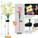 Solar Garden Lights 4 Pack 16 White Lily Flowers, Gifts for Mom Woman Birthday Outdoor Solar Flower Lights, Cemetery Flowers for Grave - Decorative Lilies for Yard, Patio, Pathway Decorations