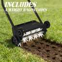 Heavy Duty Lawn Aerator Tool with 4 Wheels, Manual Lawn Aerators Tool with 43.3" Steel Handle, Core Aerator Lawn Tool Alternative for Lawn, Garden and Yard