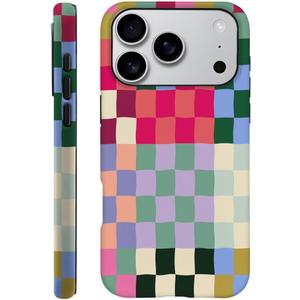 Seized Case Compatible with iPhone 17 Pro,Colorful Checkerboard Phone Case Dual-Layer Hard Shell Cover for Girl Women Boy Men