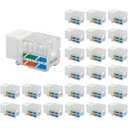 VCE RJ45 Cat6A Keystone Jack UL Listed 25-Pack, 10 Gbps Slim Profile Modular Ethernet Jacks Insert 110-Type UTP 90-Degree, White