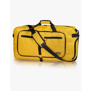 Fmeida 65L Duffle Bag with Shoes Compartment, Foldable Travel Duffel Bags for Men Women, Large Packable Travel Bag Water Repellent & Tear Resistant (Yellow)