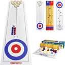 4-in-1 Tabletop Curling, Shuffleboard, Bowling & Cornhole Game - 47"(120x30cm) Family Game Set for All Ages - Easy Setup & Compact Design, Great for Home & Outdoor Fun