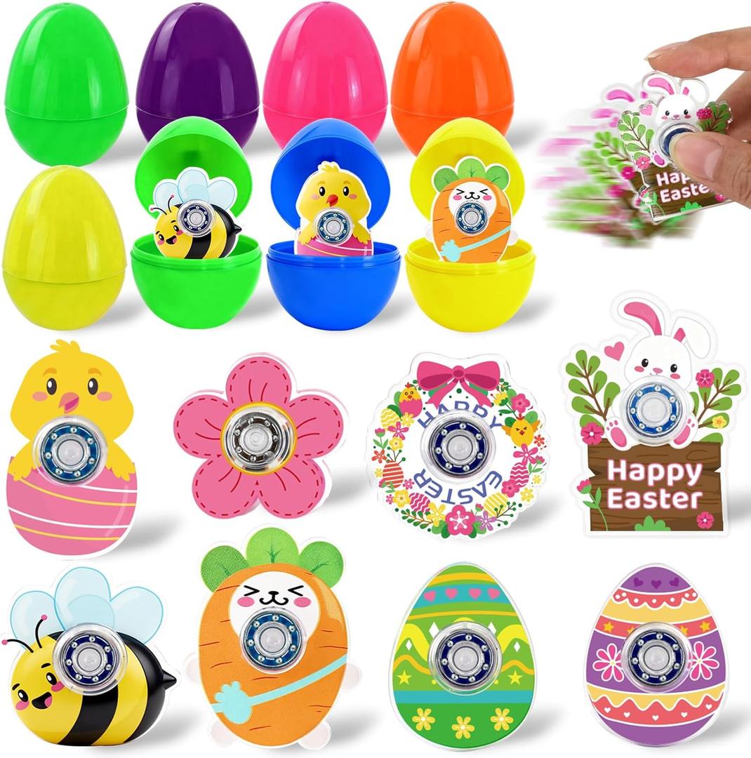 24 Set Easter Eggs with Fidget Toy Prefilled Eggs with Stress Relief Sensory Toy for Easter Eggs Hunt Prefilled Easter Basket Stuffers Party Favors Classroom Prize Easter Gifts for Kids Boys Girls
