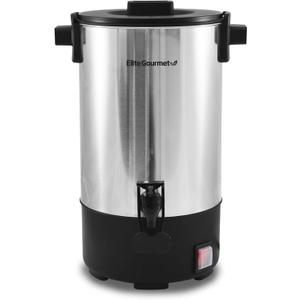 Elite Gourmet CCM-035 Maxi-Matic 30 Cup Stainless Steel Coffee Urn Removable Filter For Easy Cleanup, Two Way Dispenser with Cool-Touch Handles Electric Coffee Maker Urn, Stainless Steel