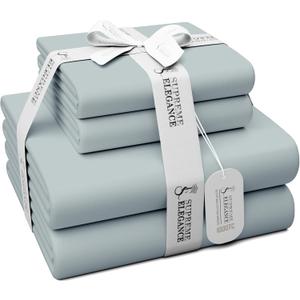 100% Egyptian Cotton Queen Sheet Set - 1000 Thread Count Light Gray Queen Size Bed - Luxury Sateen Weave Deep Pocket Sheets - Breathable - Soft & Silky - Egyptian Cotton Sheets Queen Size - Light Gray
