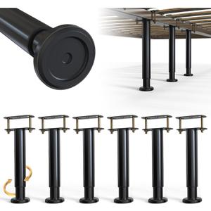 Under Bed Metal Support Legs, Adjustable Height Bed Frame Support Leg, Bed Slat Support Leg for Heavy Duty/Wooden/King/Queen Bed Frame (7"-12.6" (6pcs))