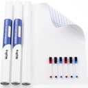 Nicpro 2 Pack Dry Erase Whiteboard Sticker Wall Decal, 17.7" X 78.7"(6.5 ft) Self-Adhesive White Board Peel Stick Paper to Do List with 6PCS Water-Based Pens for School, Office, Home, Kids Drawing