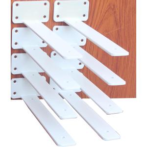 8 Pack - 12 inch White Hidden L Shelf Bracket (1/5 Inch Thicked) Iron Floating Shelf Brackets Rustic Industrial Metal Brackets for Shelf Support