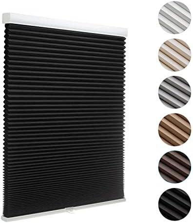 MYshade Blackout Cordless Cellular Shades Honeycomb Shade for Indoor Windows Room Darkening Black Blinds for Home Office Pull Down Window Shades Easy to Install 70 inch Wide, H72 Pleated Shade
