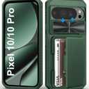 for Google Pixel 10 & 10 Pro Case Wallet with Card Holder (4-5 Cards), Slide Camera Lens Cover, Military Grade Protection, Heavy Duty Men Women Durable Phone Case for Pixel 10 & 10 Pro, Green