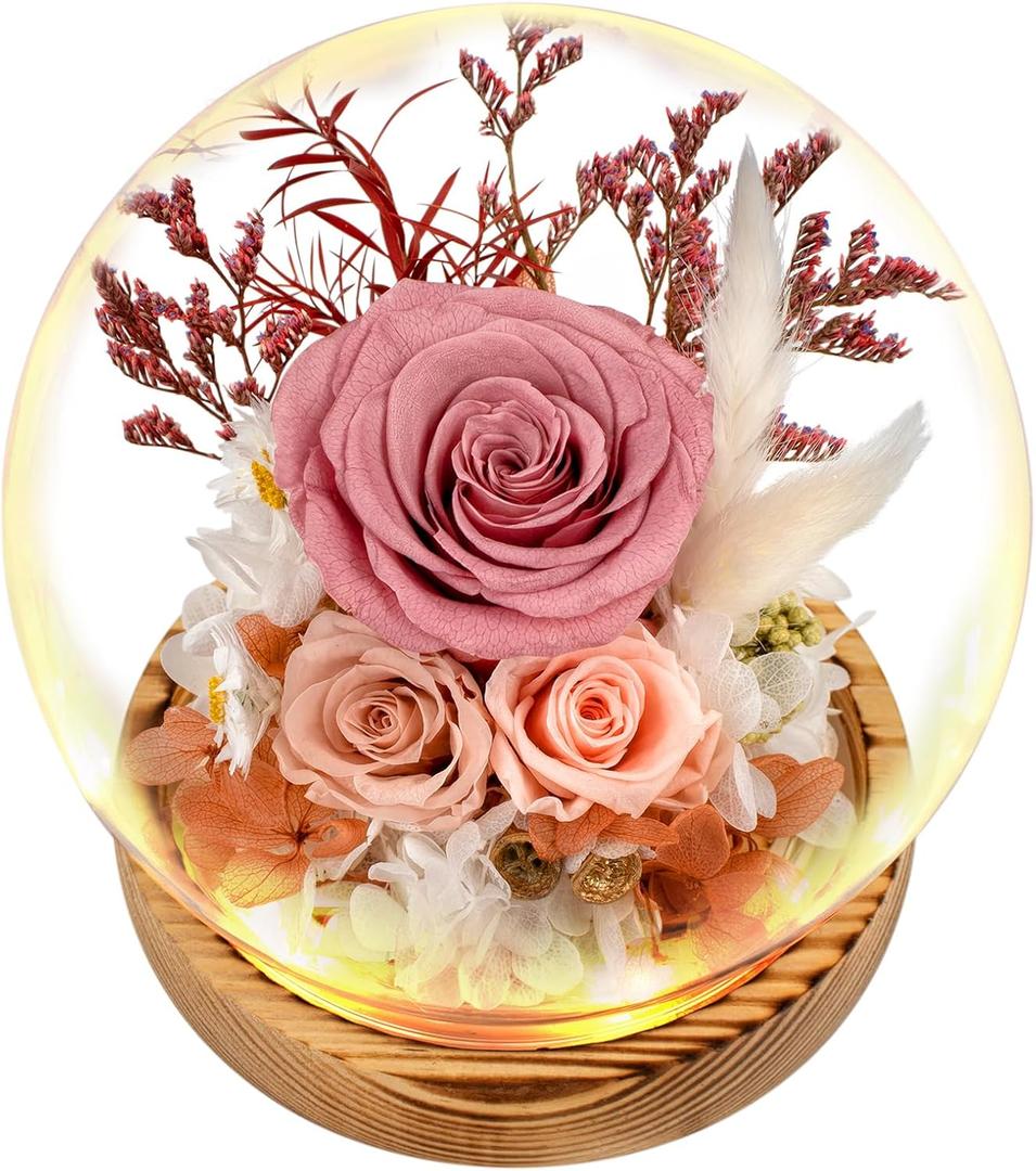 Flowers, Roses, Gift - Fresh Flowers Bouquet & Preserved Flowers Roses for Home Decor - Flowers for Delivery to Show Love - Ideal Flowers Birthday Gift for Women, Unique for Mother's Day & Christmas (Pink)
