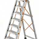 8 Step Ladder, Folding Ladder with Wide Anti-Slip Pedal, Sturdy Steel Step Stool, Convenient Handrail, Lightweight, Portable for Home, Kitchen, Garage