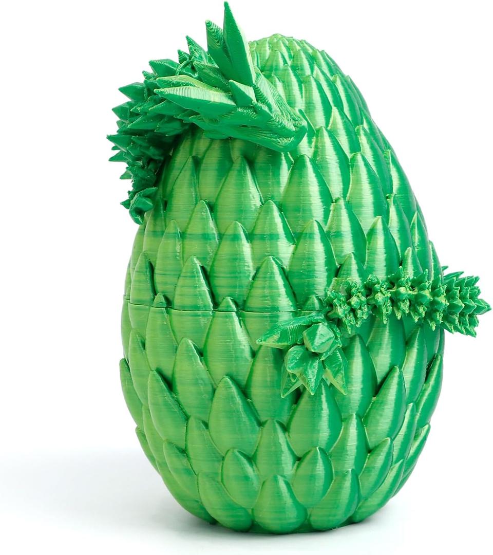 Dragon Egg - Gold Mix Green - Surprise Egg with Flexible Dragon, 3D Printed Gift, Articulated Dragon Egg Fidget Toy, Figurine Decor (12 Dragon)