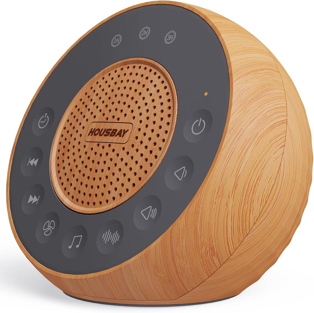 Housbay White Noise Machine with 31 Soothing Sounds, 5W Loud Stereo Sound, Auto-Off Timer, Adjustable Volume, Sleep Sound Machine for Baby, Kid, Adult -Wood Grain (Oak)