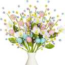 6PCS Easter Decorations Eggs Picks - Spring Artificial Floral Stems with Beads Decor for Home Vase Filler Table Centerpiece