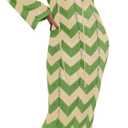 Saodimallsu Womens Striped Bodycon Beach Dress V Neck Tie Front Bell Sleeve Crochet Cover Up Vacation Long Dresses (Green)