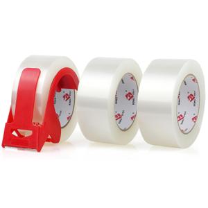 BOMEI PACK Heavy Duty PackingTape with Dispenser - 3 Rolls, Total 330Y, 2.6 mil, 1.88 inch x 110 Yards, Clear Packaging Tape Refills for Shipping, Mailing, Moving & Storage