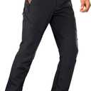 Stlight Mens Snow Ski Water Repellent Softshell Pants for Winter Hiking Fleece Lined Bottom Leg Zipper with 6 Zip Pockets (54W x 30L, Black)