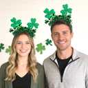 2 x Doneace St. Patrick's Day Headband Green Clover Hair Bands Shamrock Head Bopper Hair Accessory for Women Irish Costume Headbands Parade Party Favors