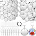 Tondiamo 100 Sets 58 mm/ 2.25 Inch Button Maker Keychains Supplies Metal Button Badge Sets Including Metal Shell, Plastic Film, Backing Parts, Keychain for Maker Machine DIY Christmas Gifts