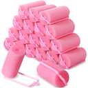 Geyoga 18 Pieces Sponge Hair Rollers Large Soft Foam Hair Styling Curlers Large Size Hairdressing Curlers for Women(1.18 x 2.6 Inches,Pink)