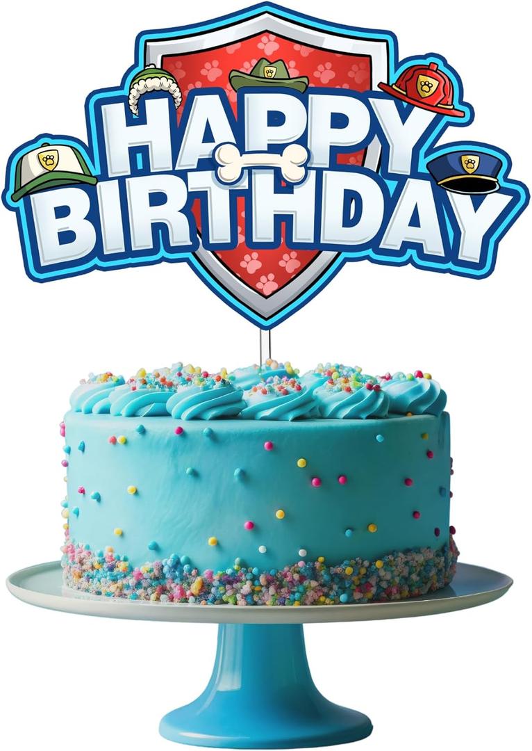 Puppy Patrol Birthday Cake Topper for Party (Boys and Girls)
